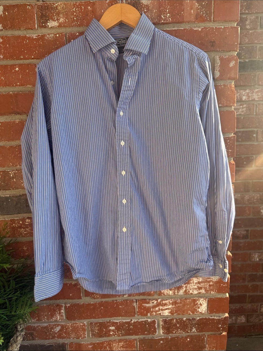 Polo by Ralph Lauren Blue, White and Black Striped Dress Shirt